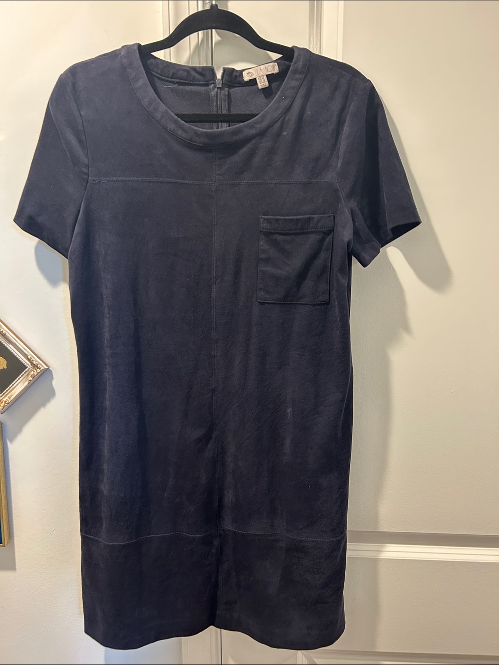 Lila Rose Navy Short-Sleeve Pocket Mini Dress